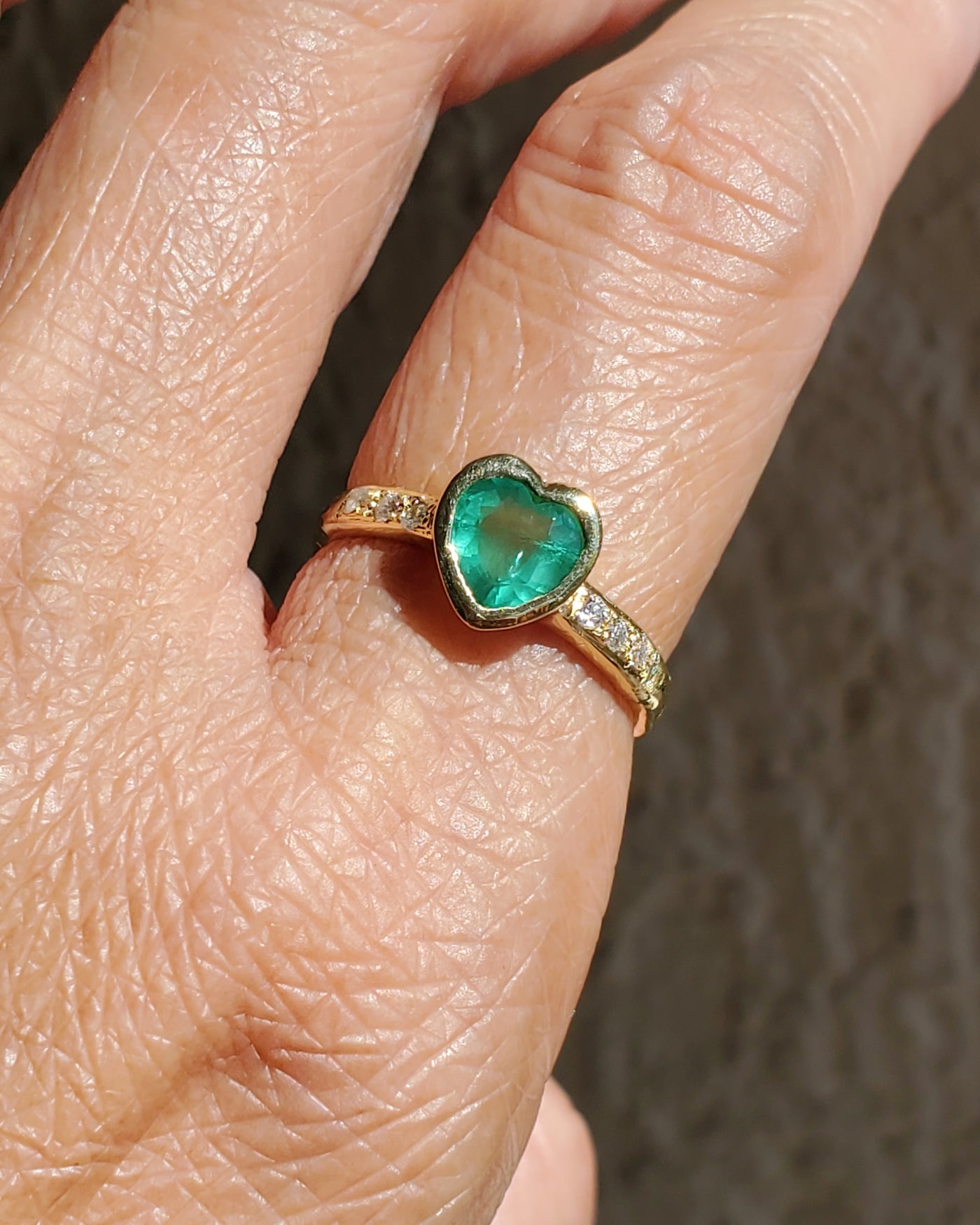 Petite Emerald Love Heart Ring II