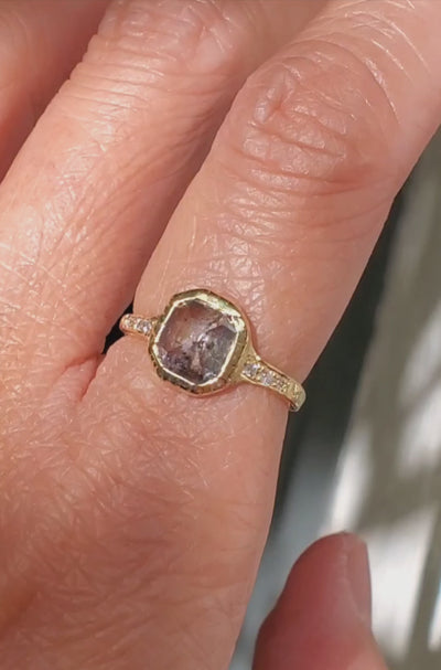 Elegance Salt & Pepper Rustic Diamond Ring