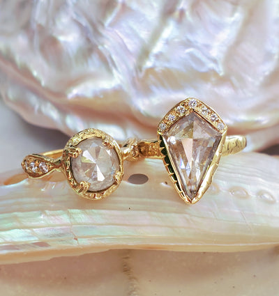 Enchanted Icy Shield Rustic Diamond Ring