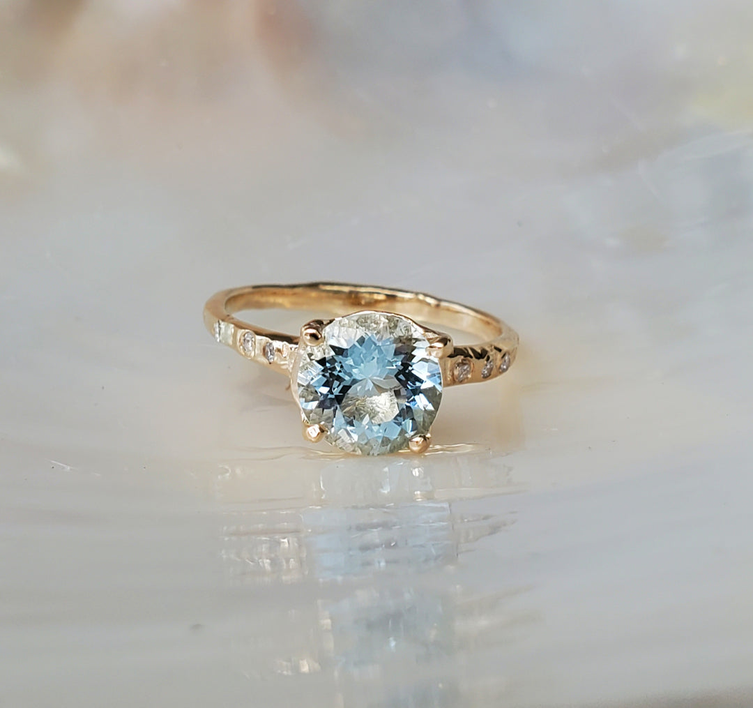 Guardian Solitaire Prong Ring 14K Yellow / Aquamarine / 4.5