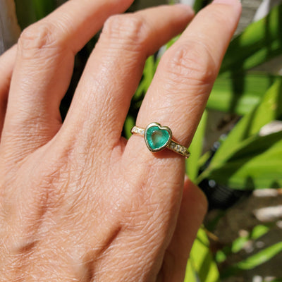 Petite Emerald Love Heart Ring II