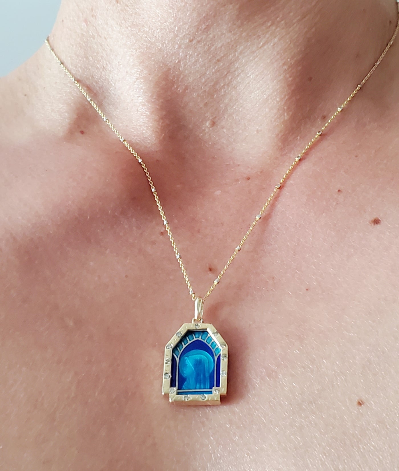 Mary of the Heart Blue Necklace