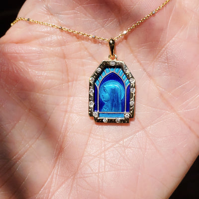 Mary of the Heart Blue Necklace