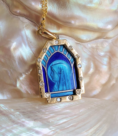 Mary of the Heart Blue Necklace