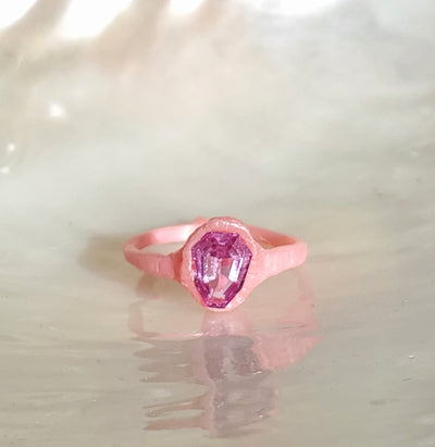 Royal Pink Shield Sapphire Ring - PRE ORDER