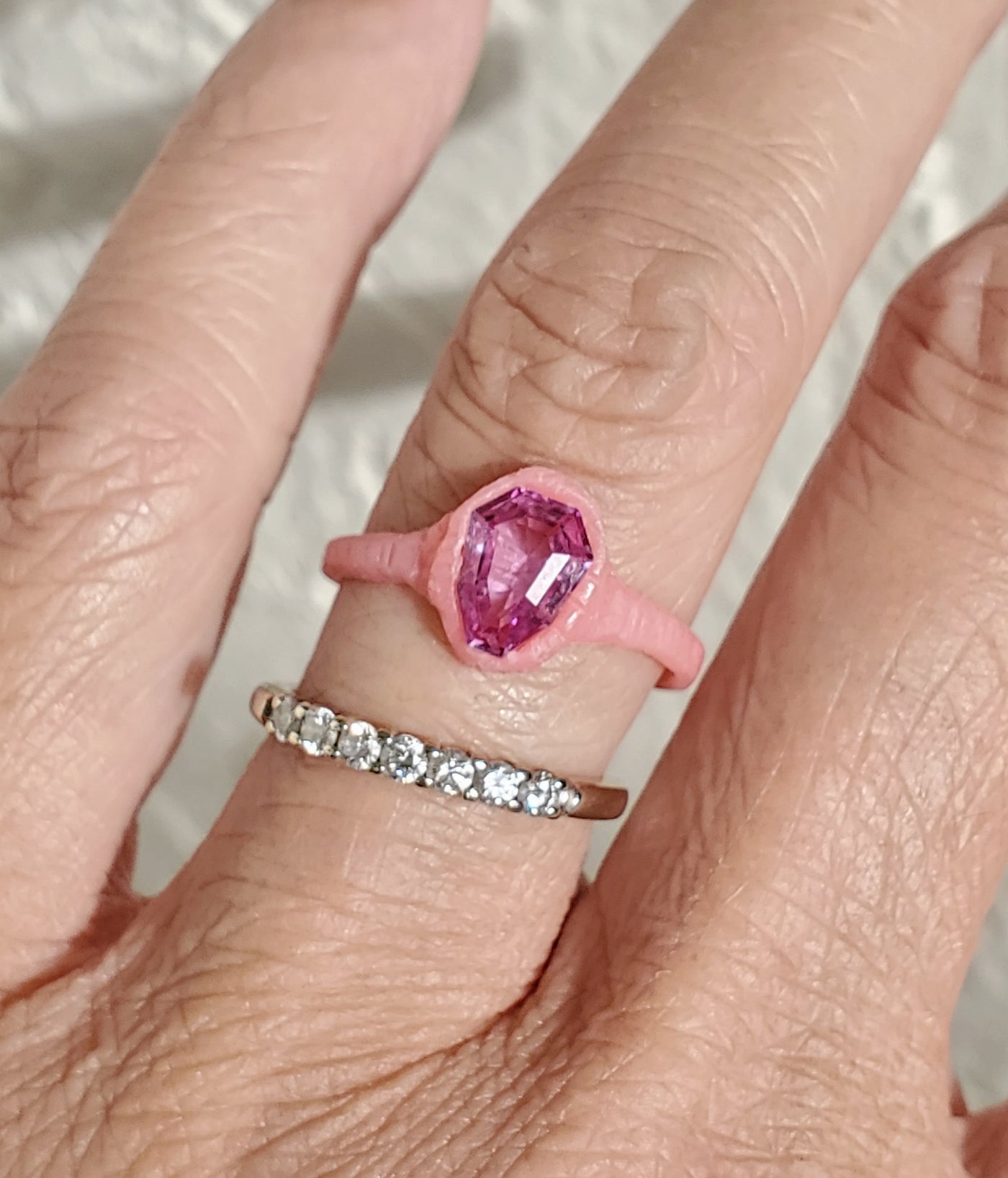 Royal Pink Shield Sapphire Ring - PRE ORDER