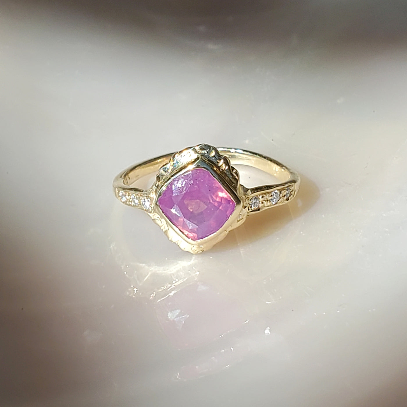 Majestic Opalescent Lavender Pink Sapphire Ring