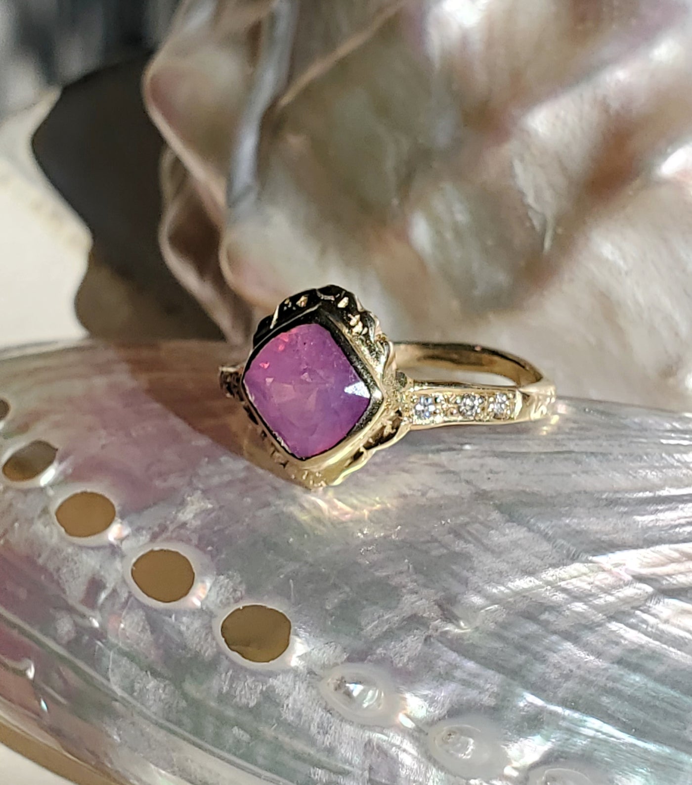 Majestic Opalescent Lavender Pink Sapphire Ring