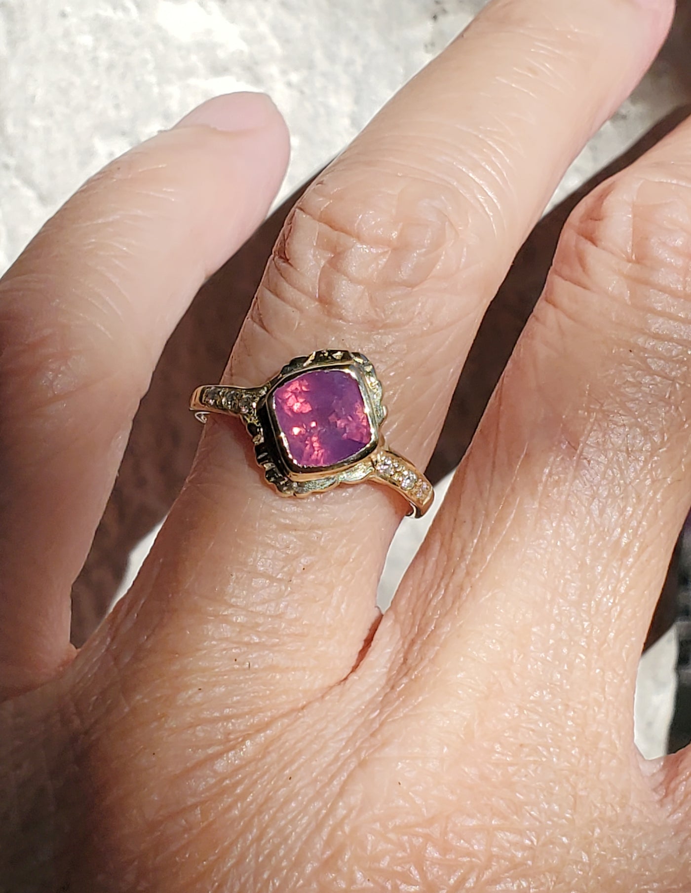 Majestic Opalescent Lavender Pink Sapphire Ring
