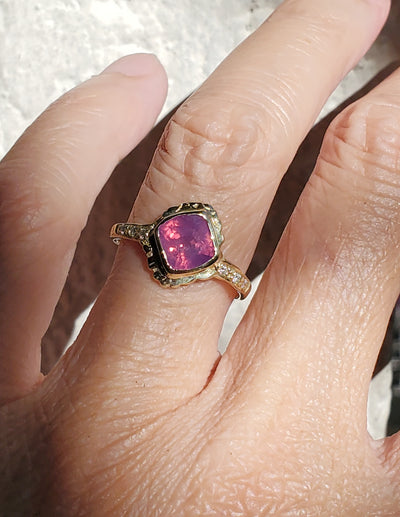 Majestic Opalescent Lavender Pink Sapphire Ring