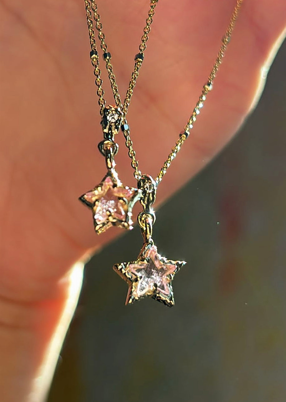 Tourmaline Rose Star Necklace