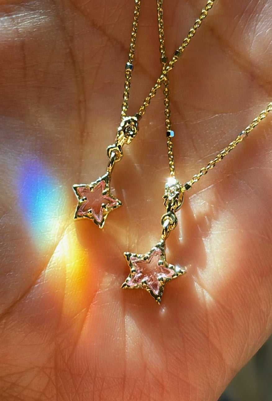 Tourmaline Rose Star Necklace