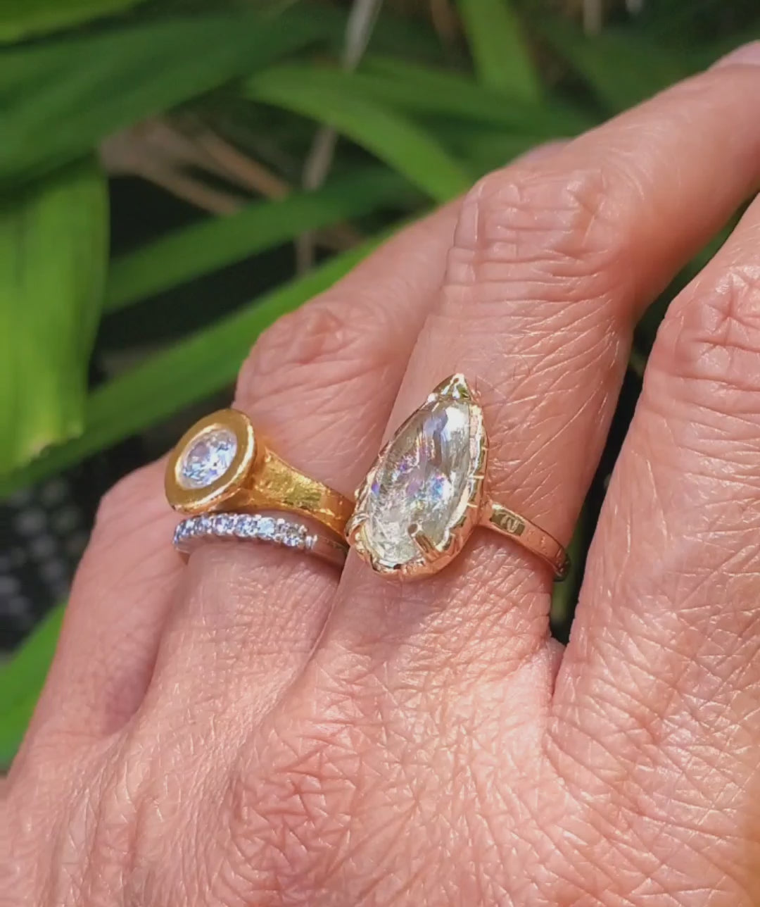 Golden Pear Aquamarine Ring
