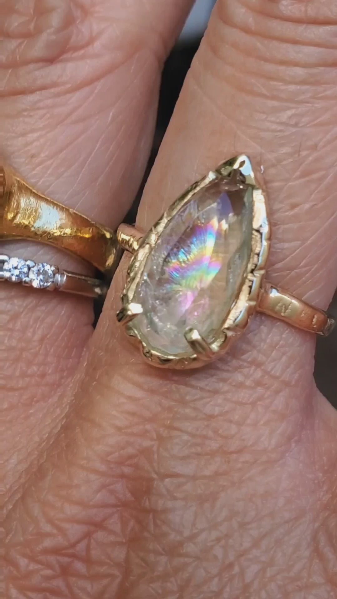 Golden Pear Aquamarine Ring