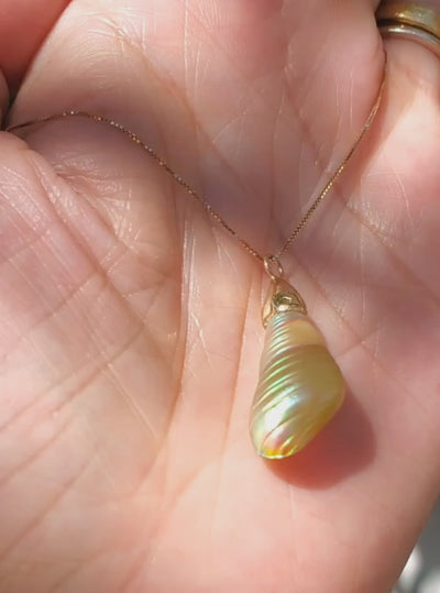 Enchanted Mauve Green Kelp Shell Necklace * Medium I