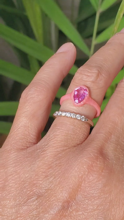 Royal Pink Shield Sapphire Ring - PRE ORDER