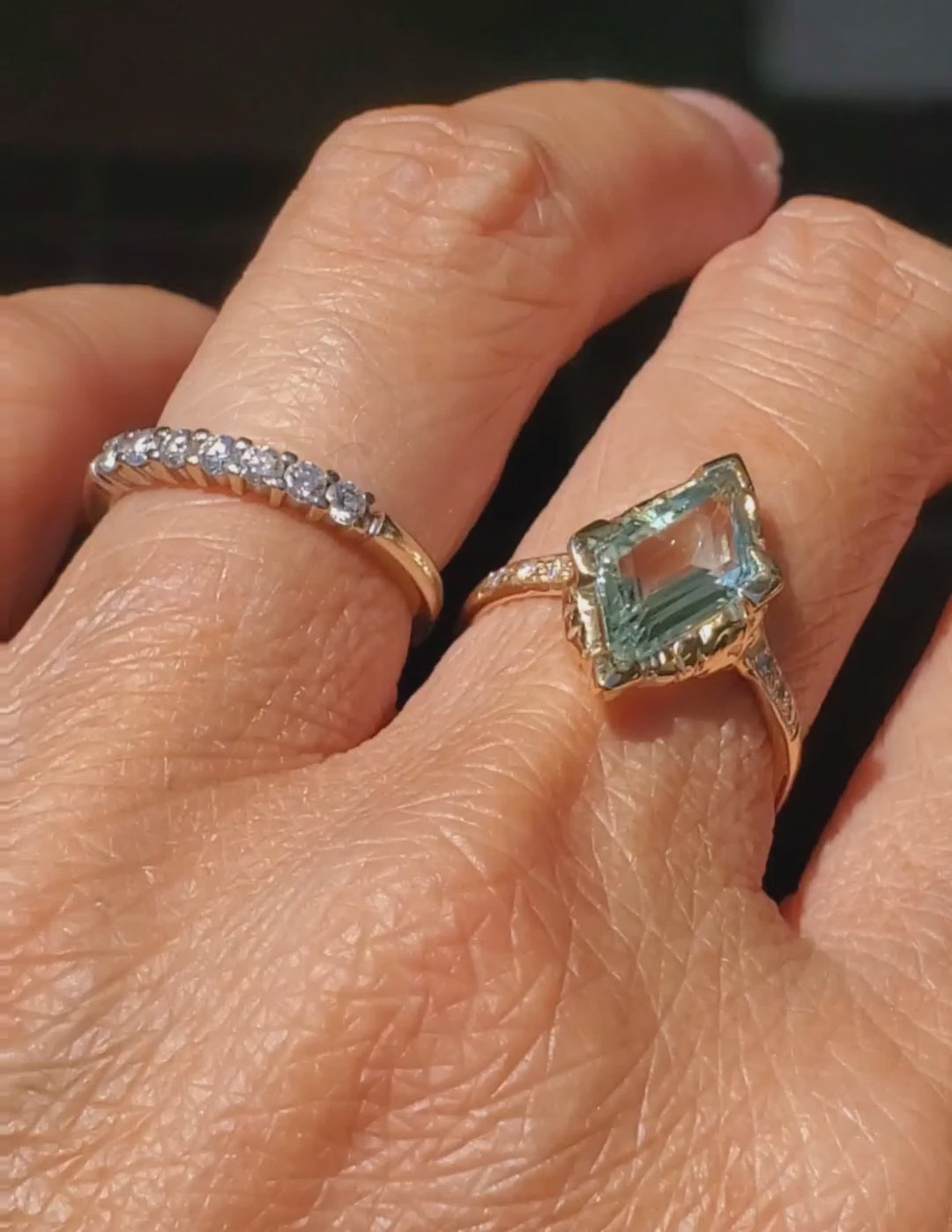 Guardian Shield Aquamarine Ring