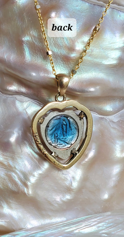 Divine Mary of the Heart Blue Necklace