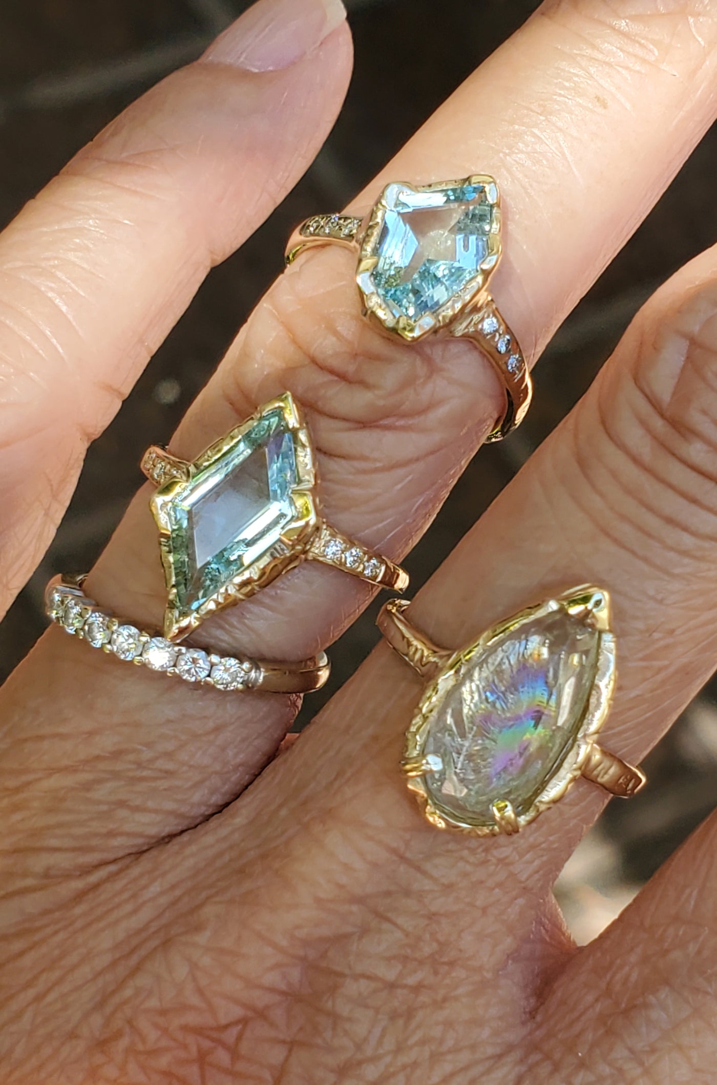 Golden Pear Aquamarine Ring