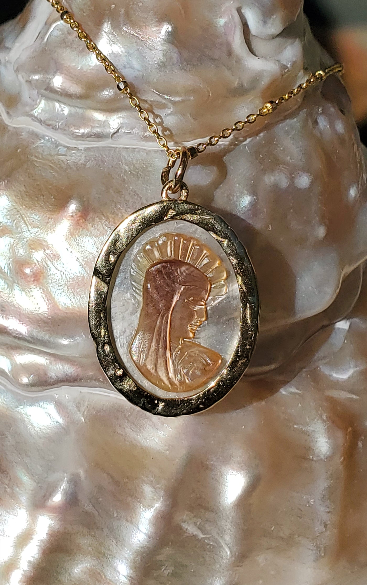 Blessed Mary Mother of Pearl Necklace