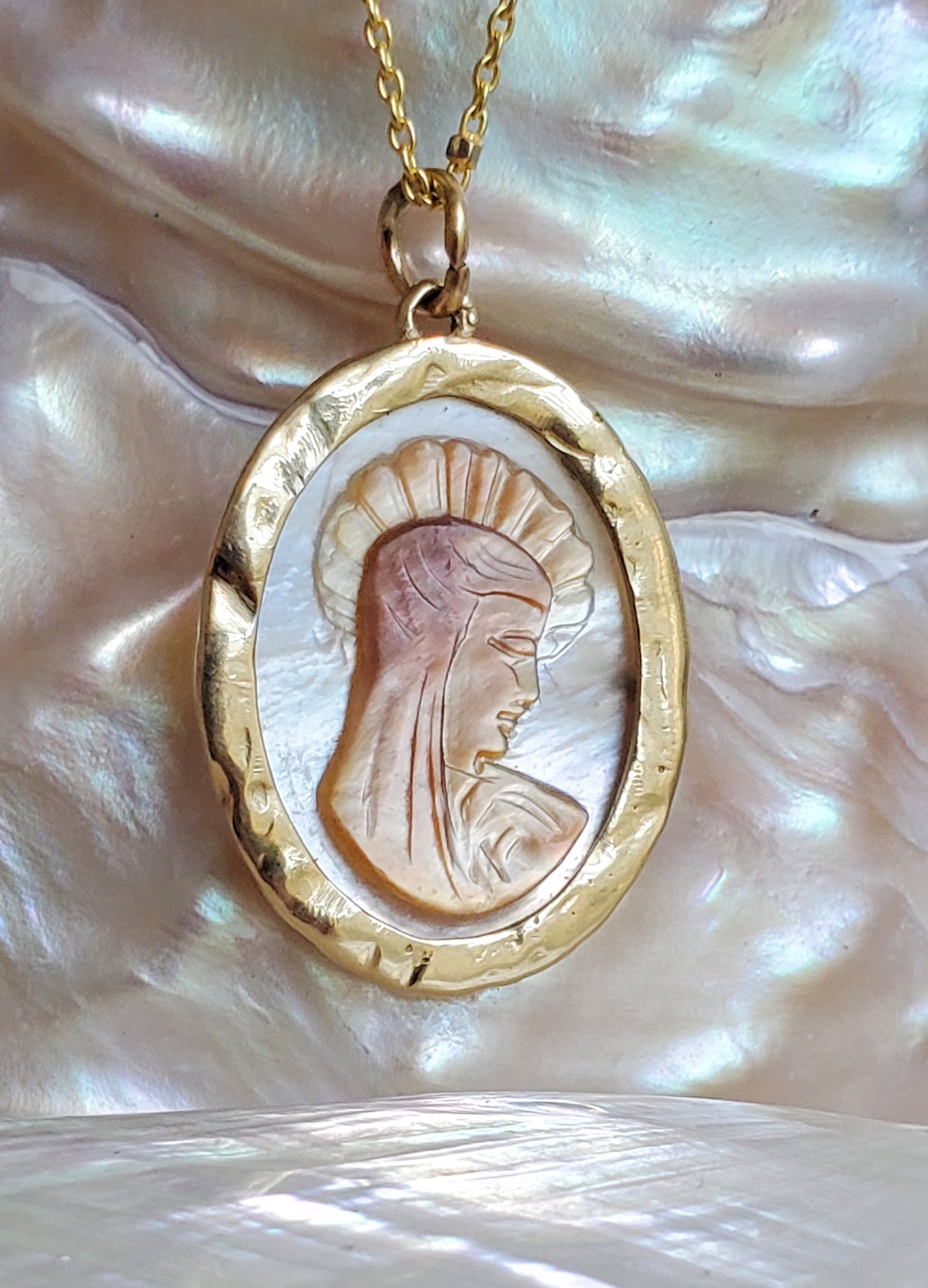 Blessed Mary Mother of Pearl Necklace