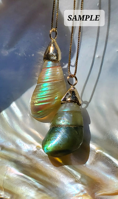 Enchanted Sea Green Kelp Shell Necklace * Small II