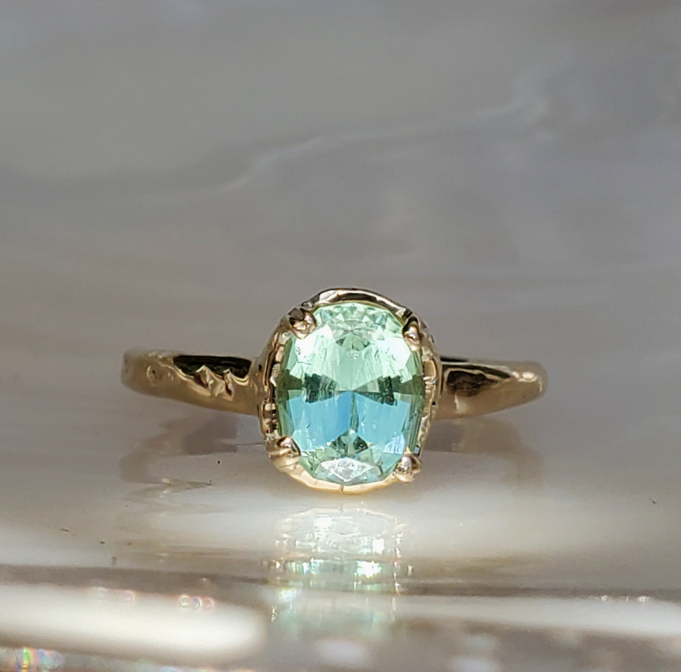 Mystic Light Green Tourmaline Ring (Pre-Order)