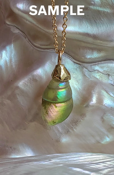 Enchanted Sea Green Kelp Shell Necklace * Small II