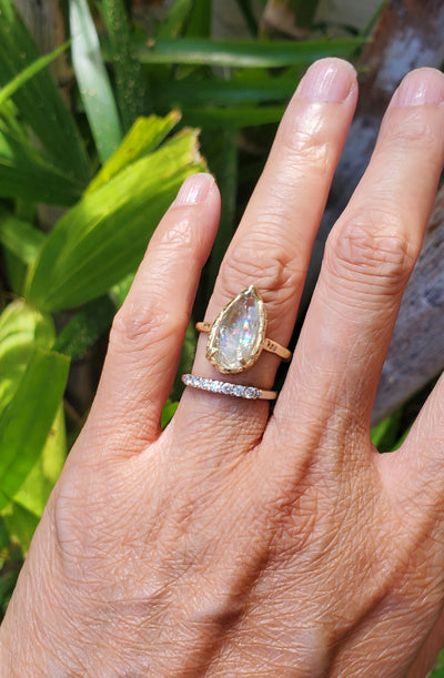 Golden Pear Aquamarine Ring