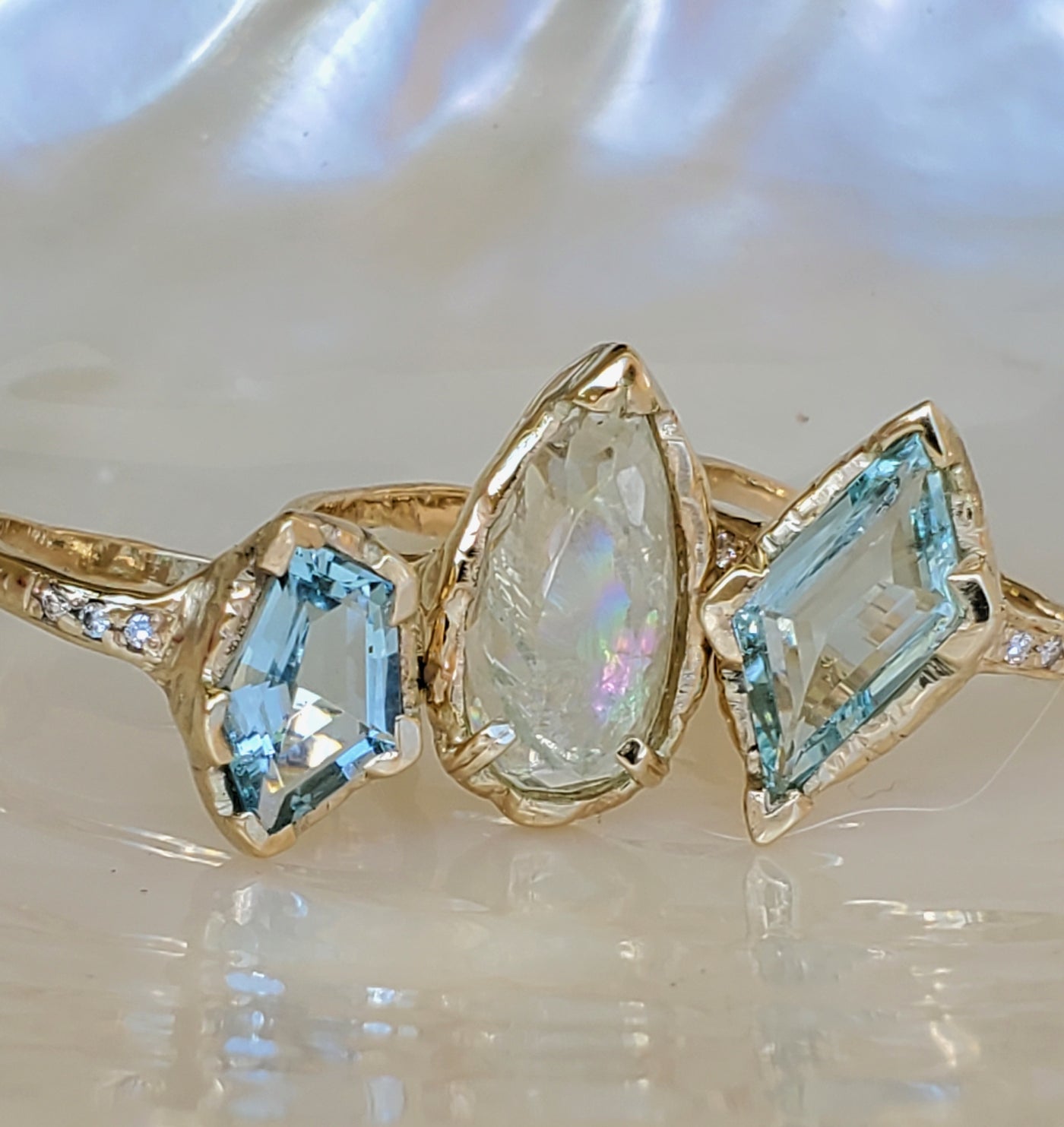 Golden Pear Aquamarine Ring