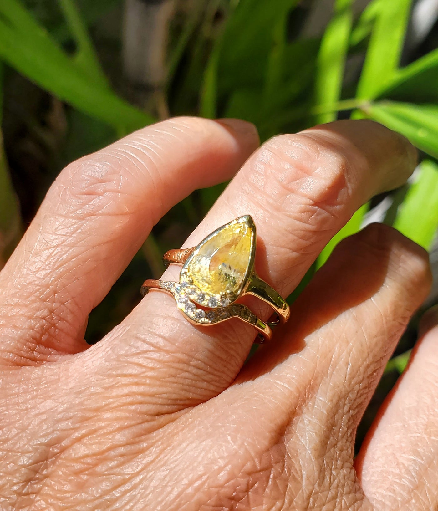 Enchanted Pear Yellow Sapphire Ring