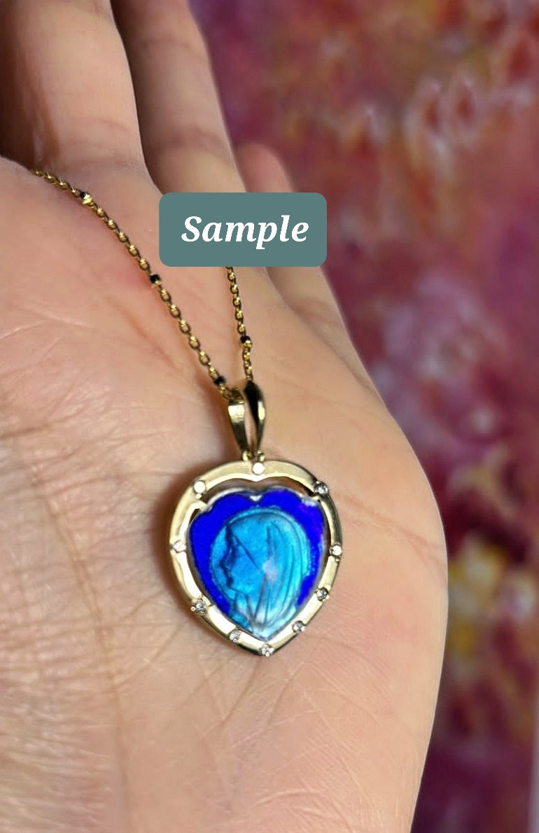 Divine Mary of the Heart Blue Necklace * Pre-Order