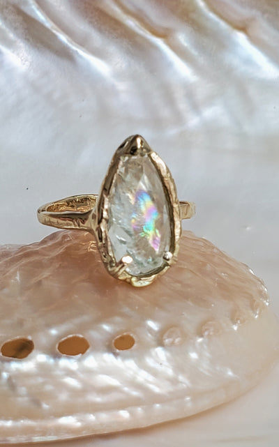 Golden Pear Aquamarine Ring