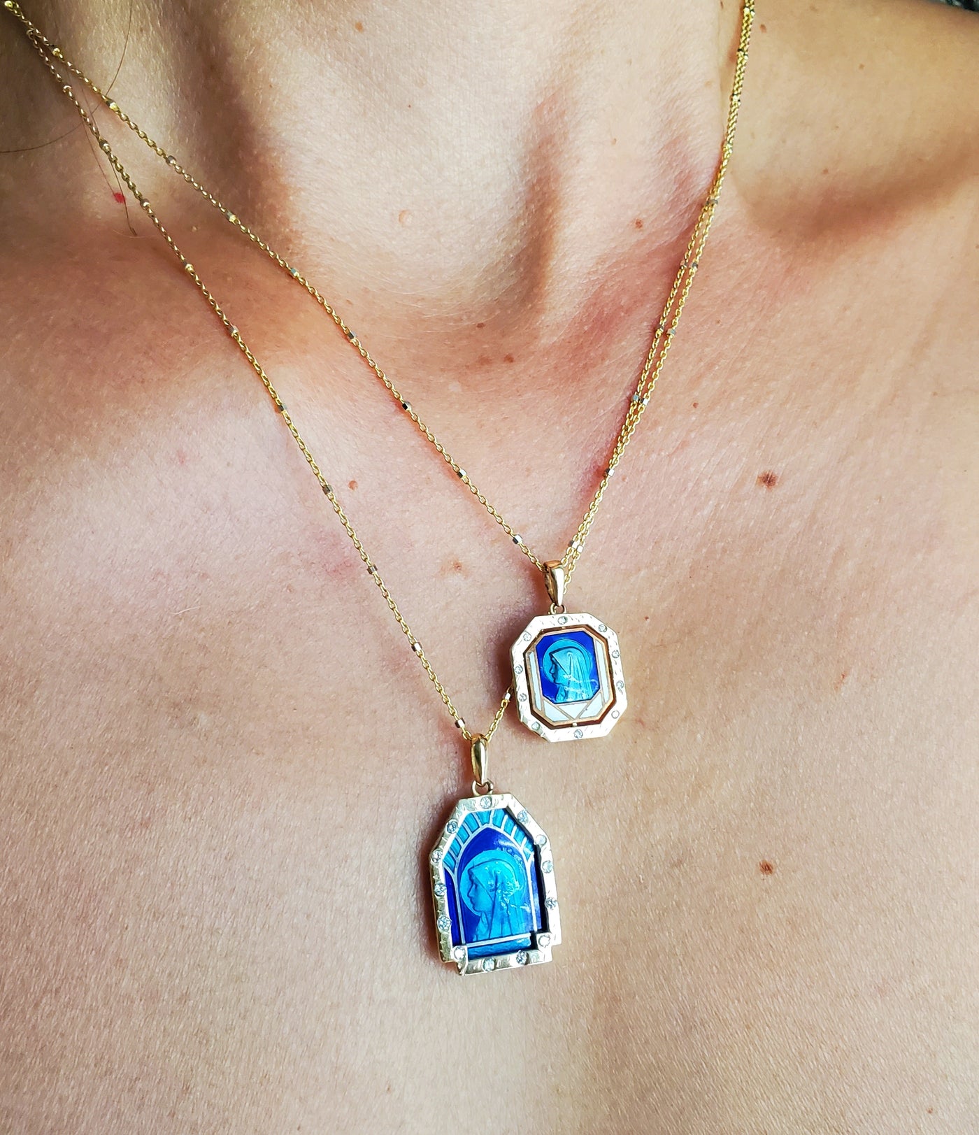 Petite Mary of the Love Blue Necklace *