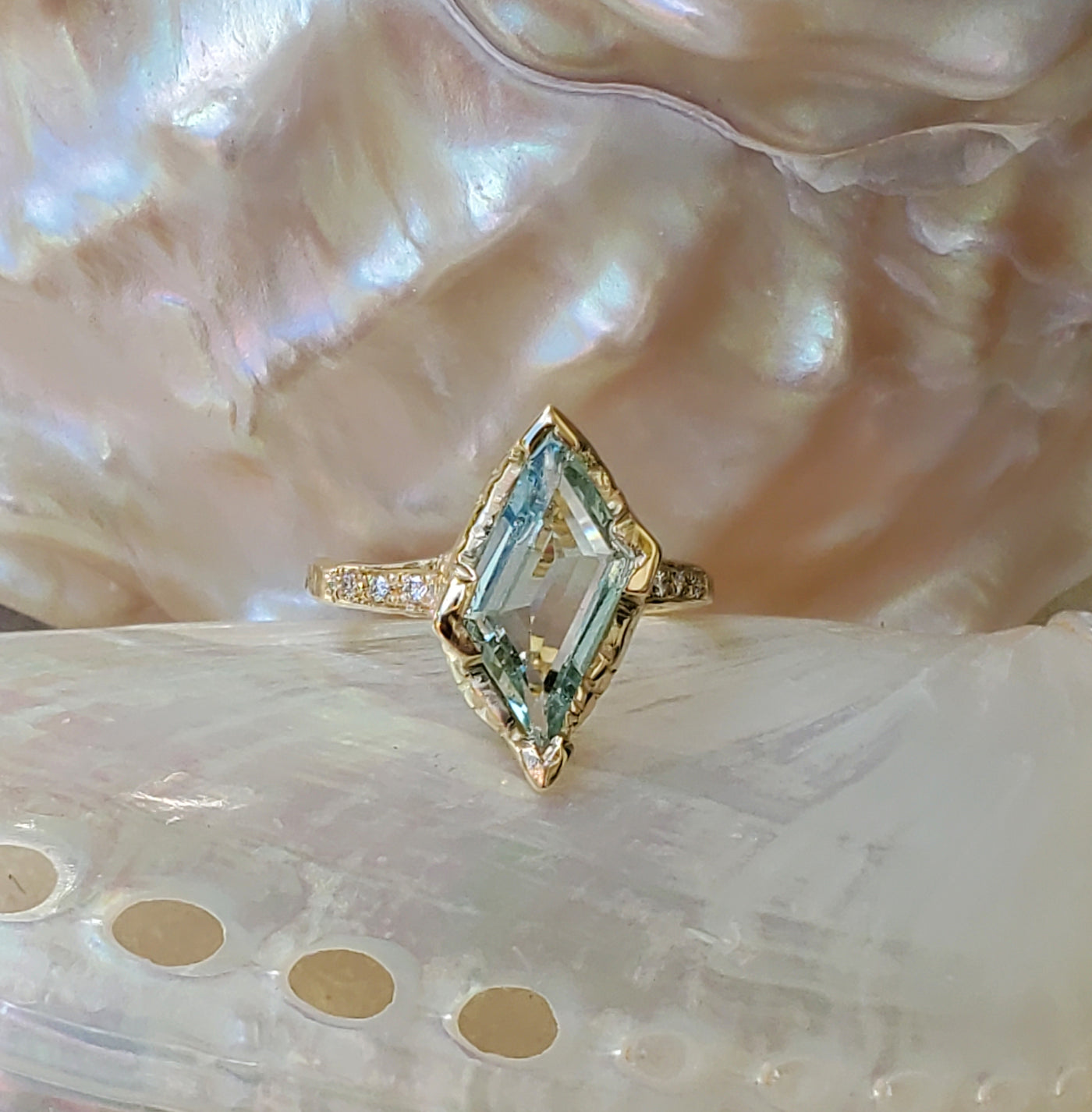 Guardian Shield Aquamarine Ring