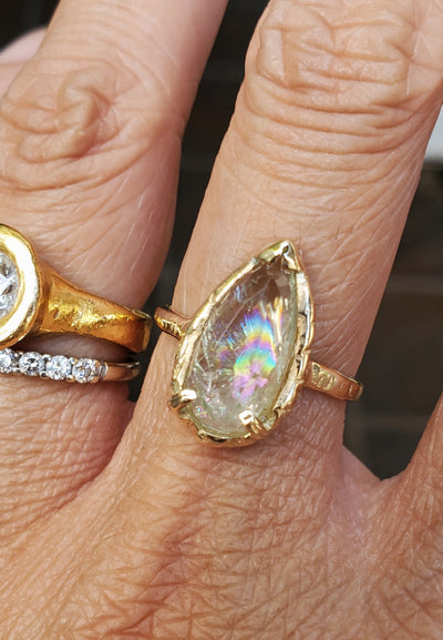 Golden Pear Aquamarine Ring
