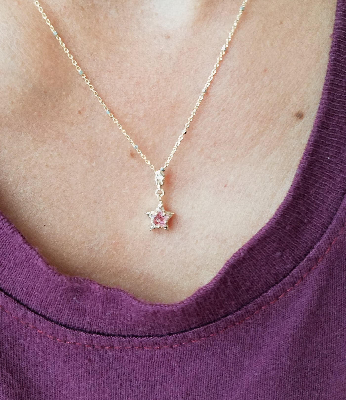 Tourmaline Rose Star Necklace