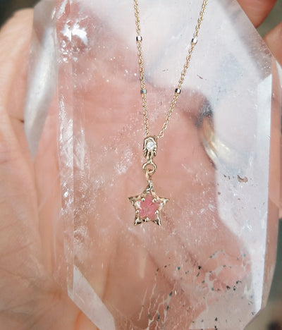 Tourmaline Rose Star Necklace