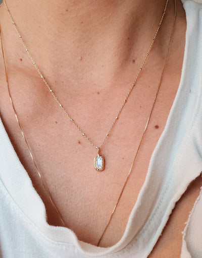 Guardian Baguette Moonstone Necklace  - Limited Edition