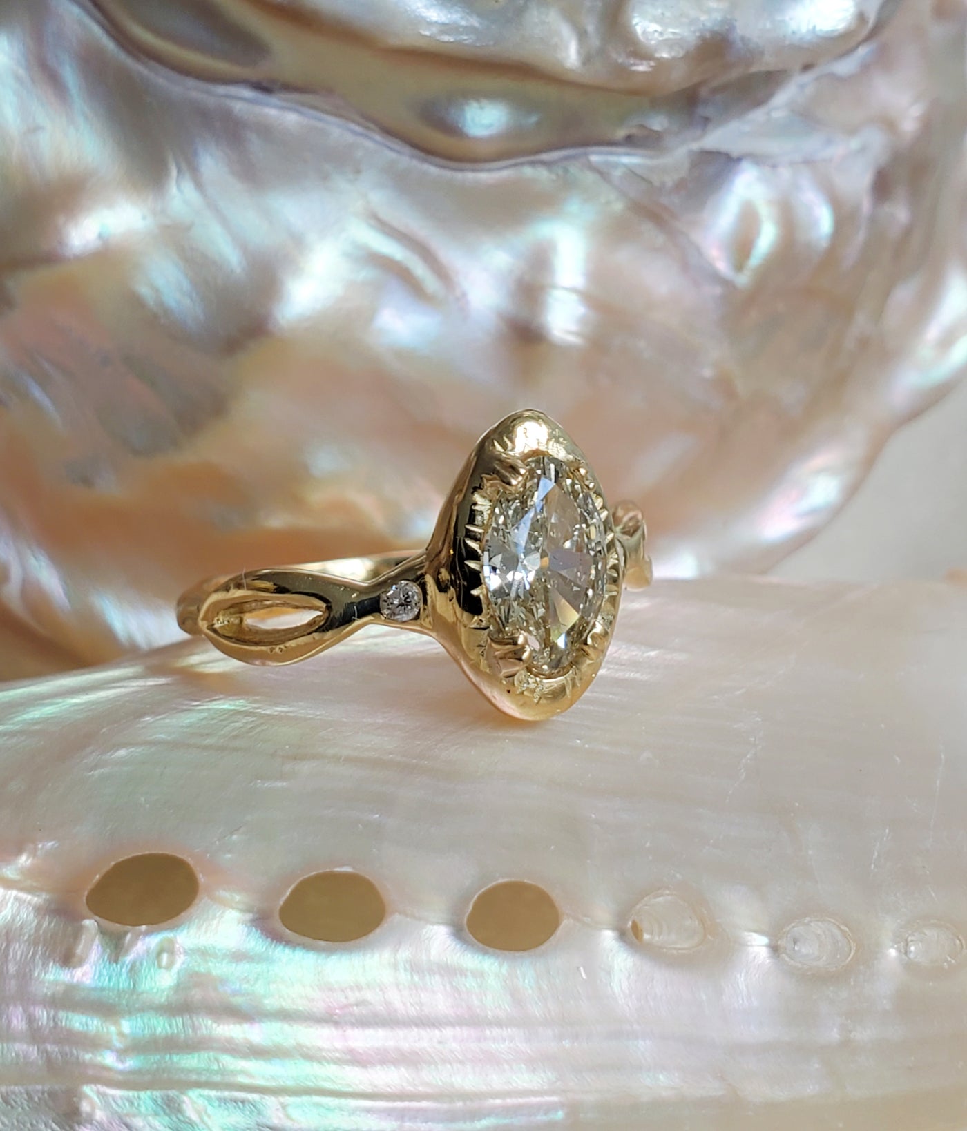 18k White Gold Crown Vintage Diamond Ring With Moissanite Diamond Halo –  Brilliant Facets