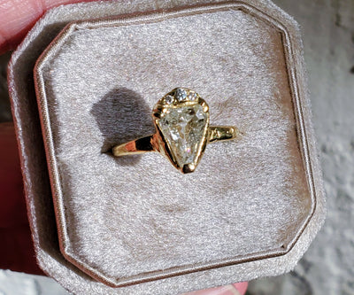 Enchanted Icy Salt & Pepper Shield Diamond Ring